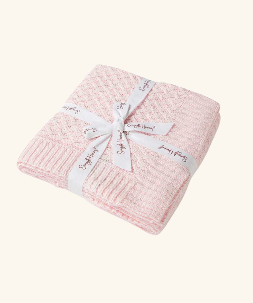 Snuggle Hunny | Diamond Knit Organic Baby Blanket - Blush Pink