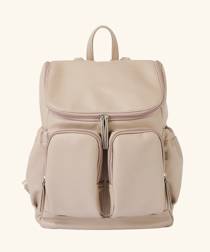 Oioi | Faux Leather Nappy Backpack - Oat Dimple