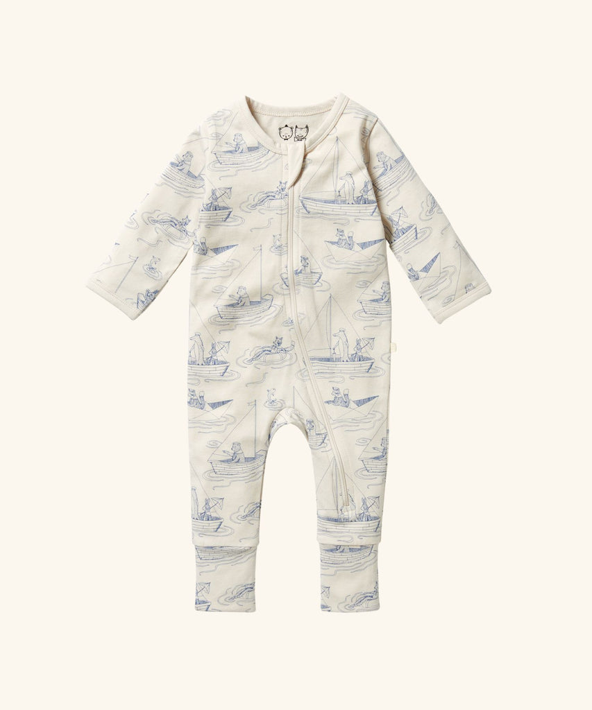 Wilson & Frenchy | Organic Zipsuit with Feet - Sail Away