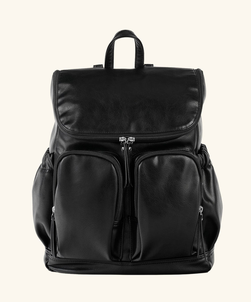 Oioi | Faux Leather Nappy Backpack - Black