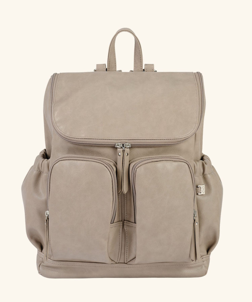 Oioi | Faux Leather Nappy Backpack - Taupe