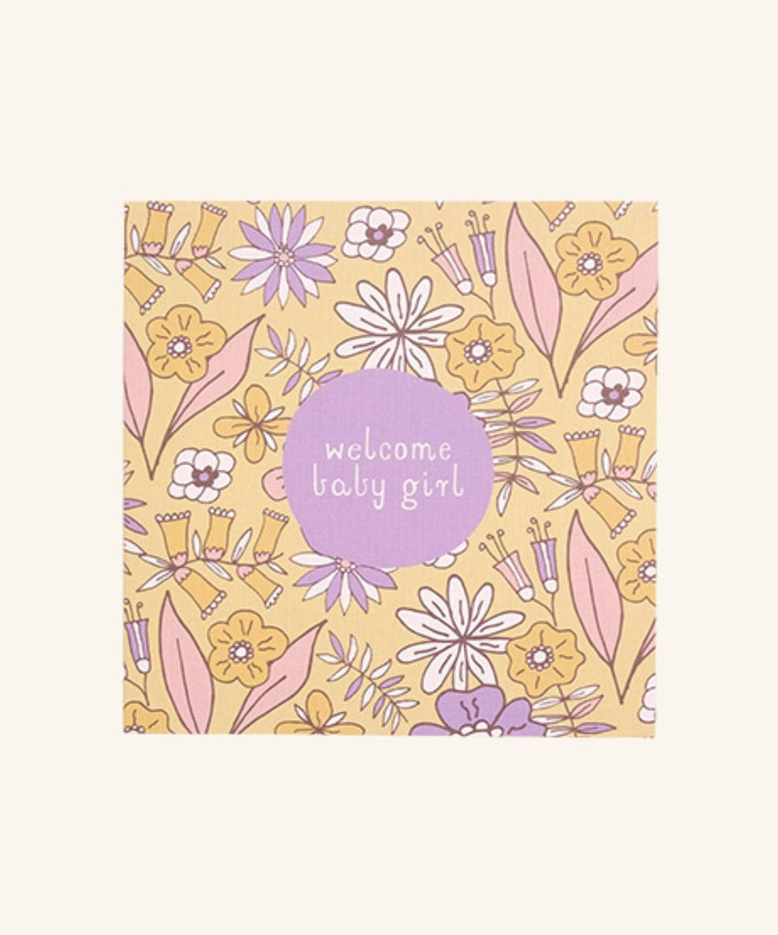 Two Little Ducklings | Baby Girl Card - Retro Floral