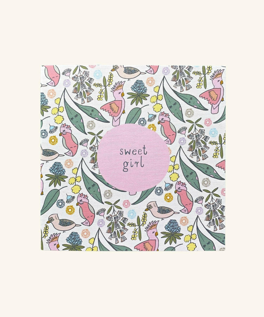 Two Little Ducklings | Baby Girl Card - Australian Bird and Floral