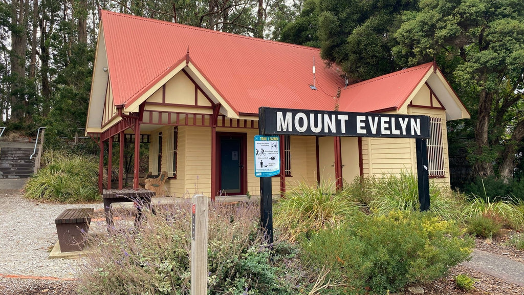 Mt Evelyn sign and old train station