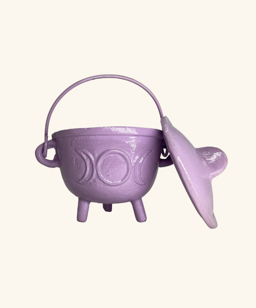 Triple Moon Cauldron with Lid - Lavender