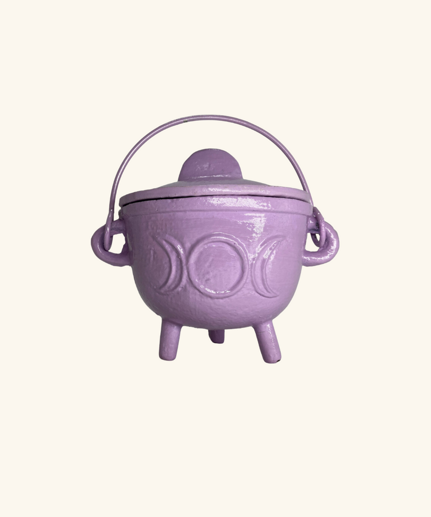 Triple Moon Cauldron with Lid - Lavender