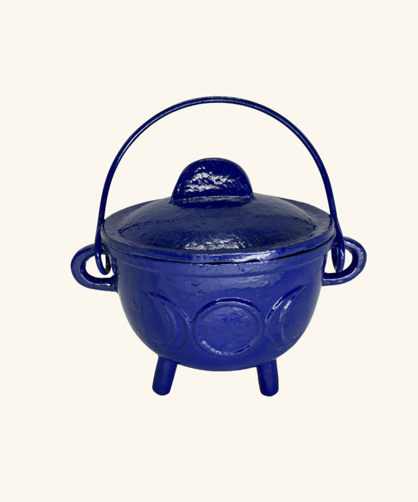 Triple Moon Cauldron with Lid - Blue