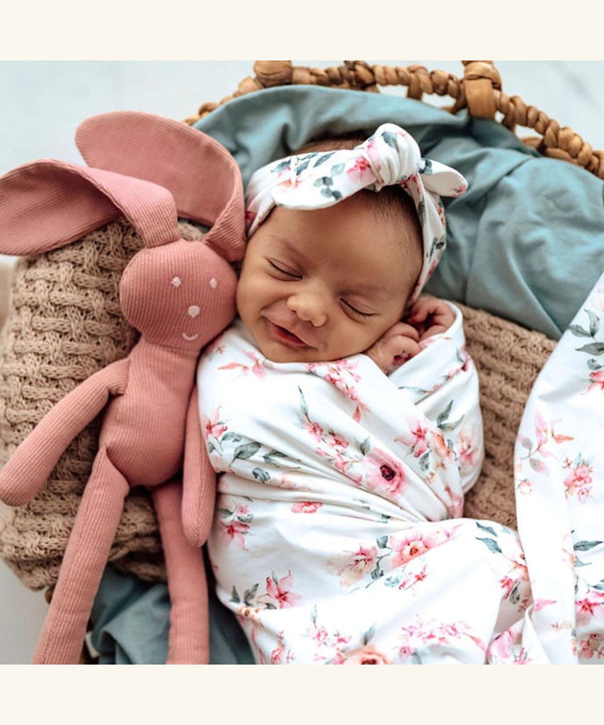 Snuggle Hunny | Organic Jersey Wrap & Topknot Set - Camille