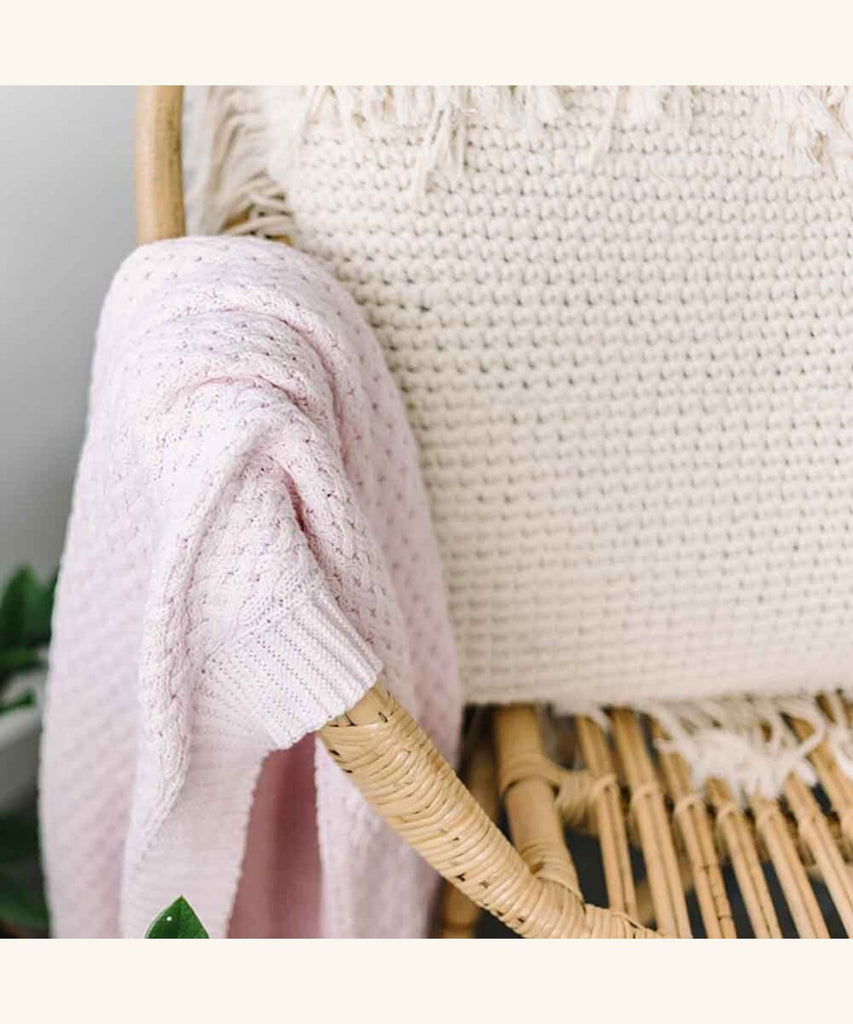 Snuggle Hunny | Diamond Knit Organic Baby Blanket - Blush Pink