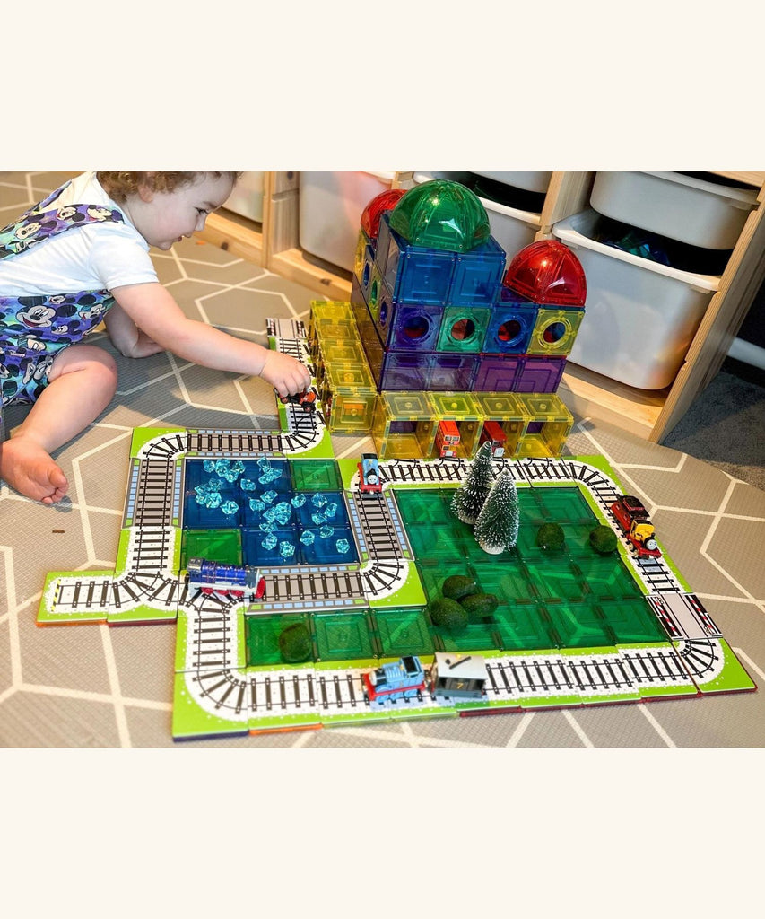 Learn and Grow Toys | Magnetic Tile Topper - Train Pack 36pc