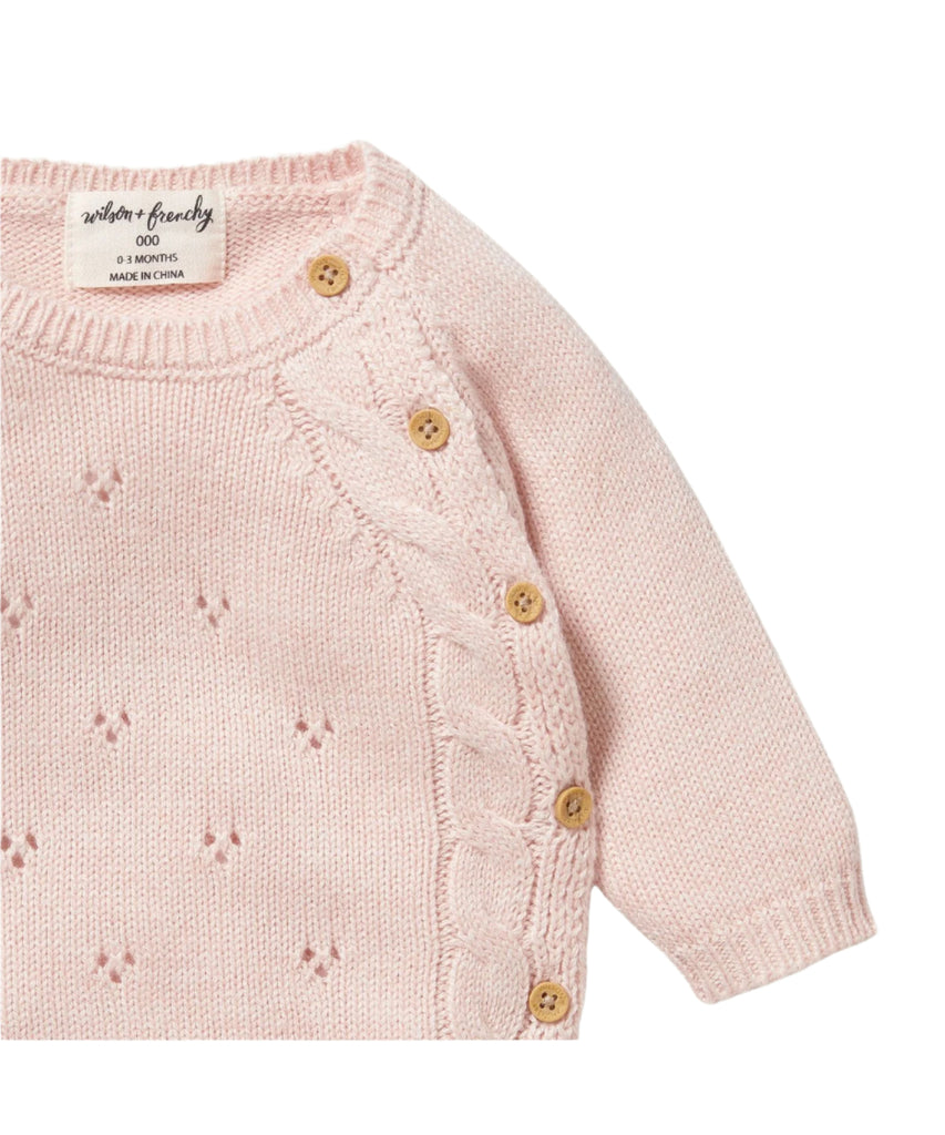 Wilson & Frenchy | Knitted Pointelle Kimono Cardigan - Pink