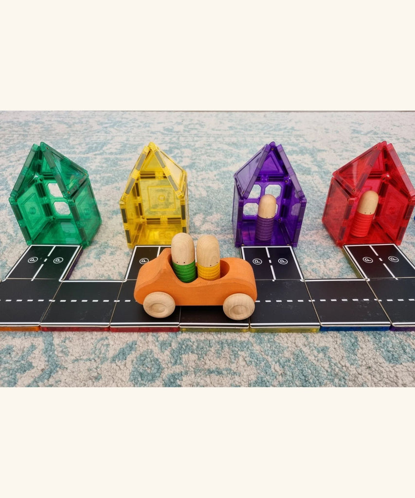 Learn and Grow Toys | Magnetic Tile Topper - Road Pack 40pc