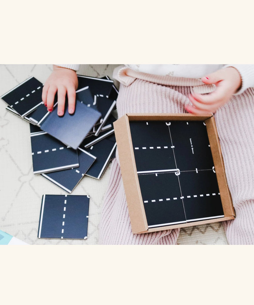 Learn and Grow Toys | Magnetic Tile Topper - Road Pack 40pc
