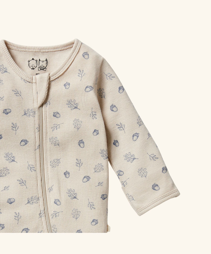 Wilson & Frenchy | Organic Rib Zipsuit with Feet - Falling Oak