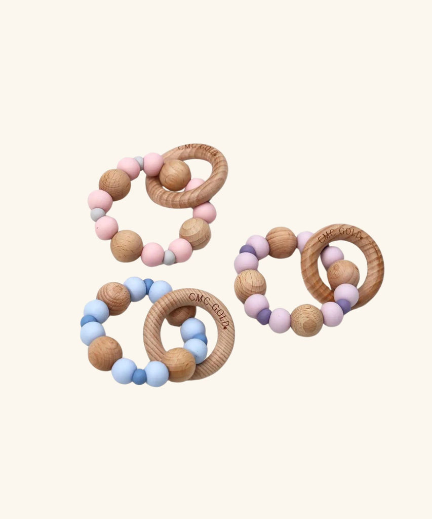 CMC | Two-Toned Silicone Teether with Beachwood Ring