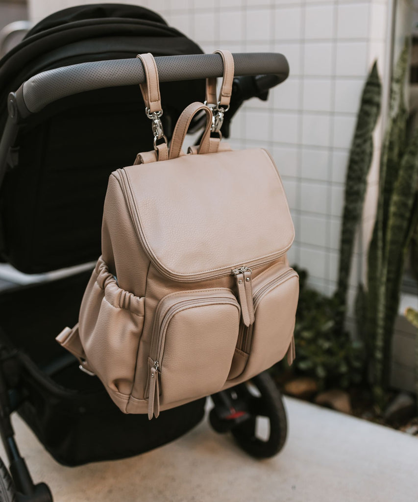 Oioi | Faux Leather Nappy Backpack - Oat Dimple