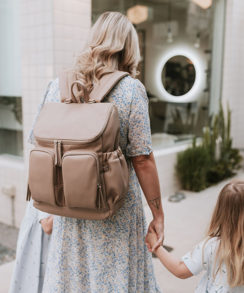 Oioi | Faux Leather Nappy Backpack - Oat Dimple