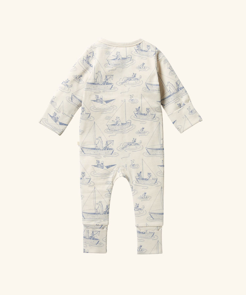 Wilson & Frenchy | Organic Zipsuit with Feet - Sail Away