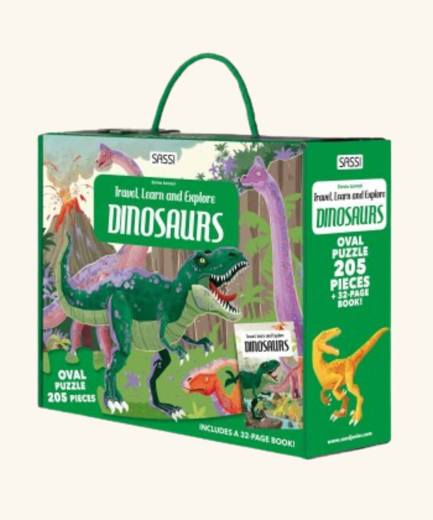 Sassi | Puzzle and Book Set - Dinosaurs, 205 pcs