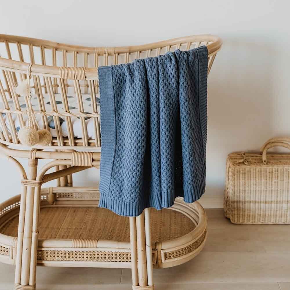 Snuggle Hunny | Diamond Knit Organic Baby Blanket - River