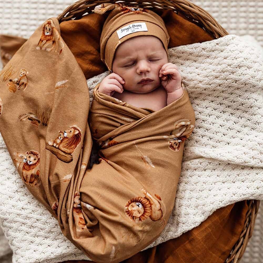 Snuggle Hunny | Organic Baby Jersey Wrap & Beanie Set - Roar