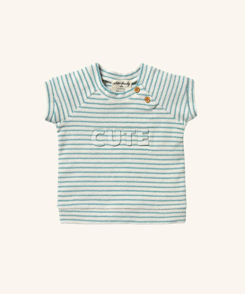 Wilson & Frenchy | Organic Terry Short Sleeve Sweat - Mineral Stripe Blue