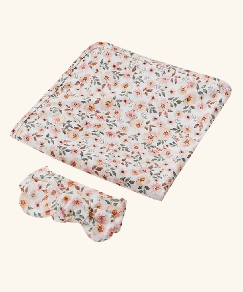 Snuggle Hunny | Organic Jersey Wrap & Topknot Set - Spring Floral