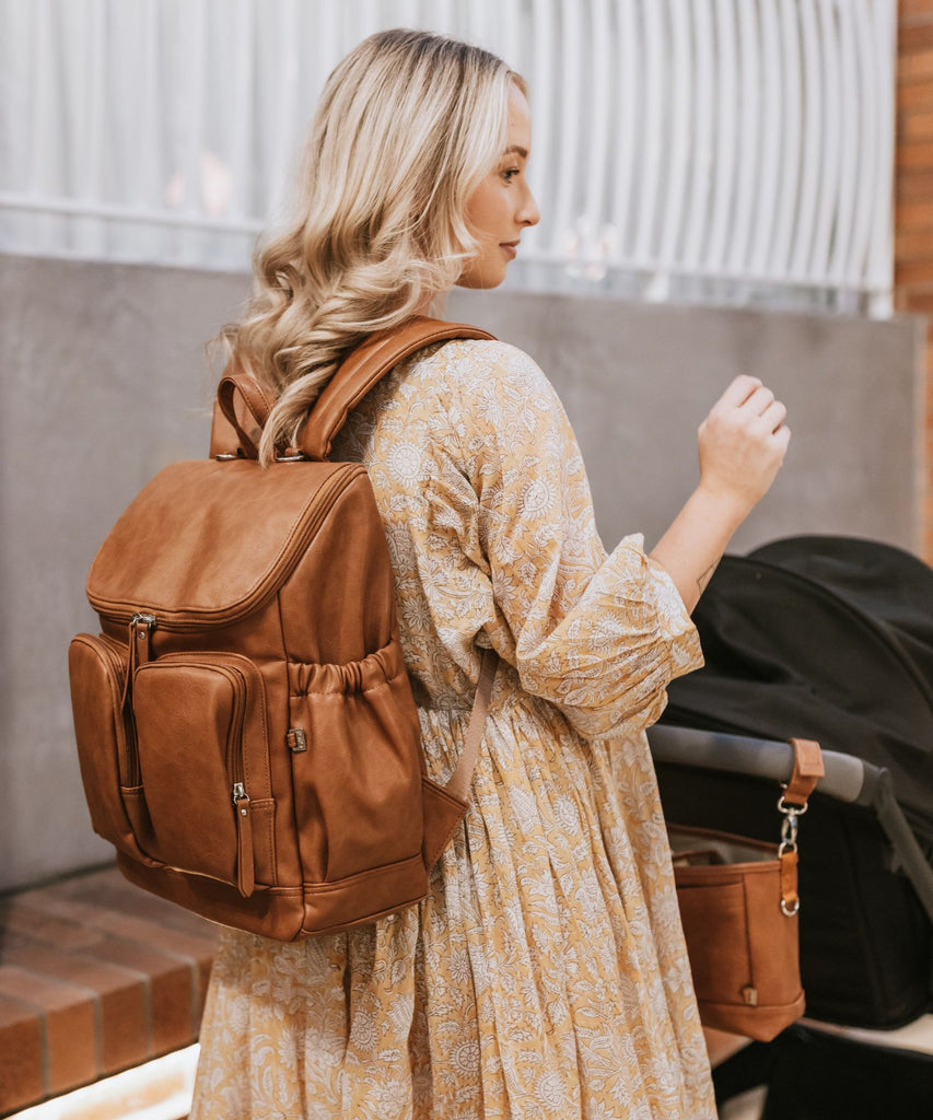 Oioi | Faux Leather Nappy Backpack - Tan