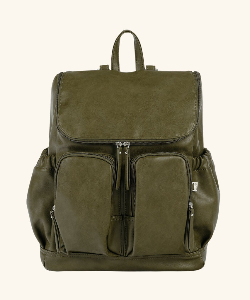 Oioi | Faux Leather Nappy Backpack - Olive