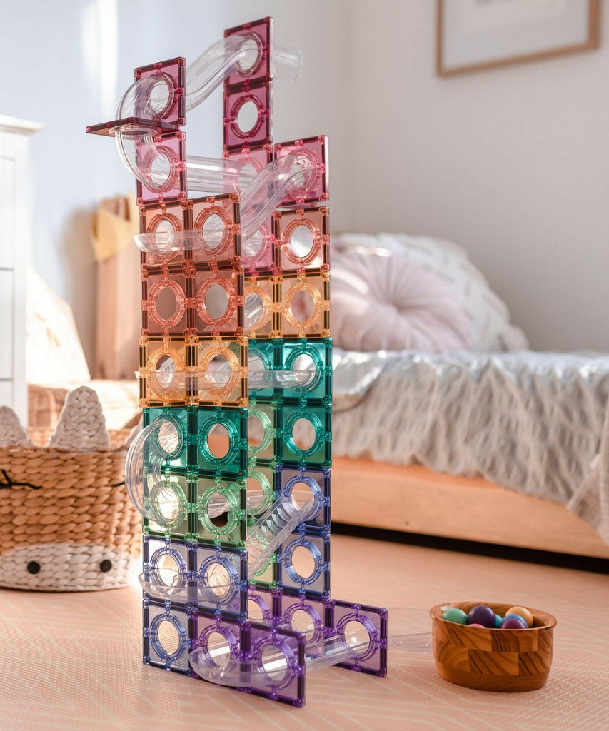 Connetix | Magnetic Tiles - Pastel Ball Run Pack 106 Pieces