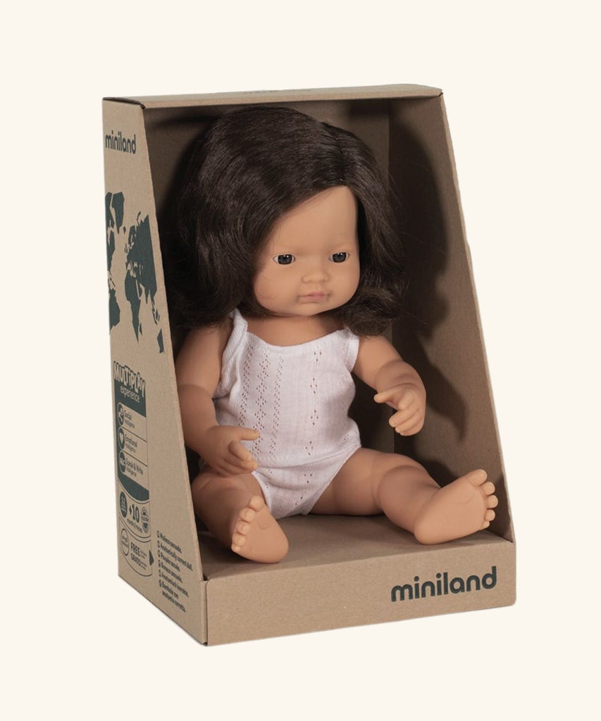 Miniland Anatomically Correct Baby - Caucasian Girl Brunette 38cm