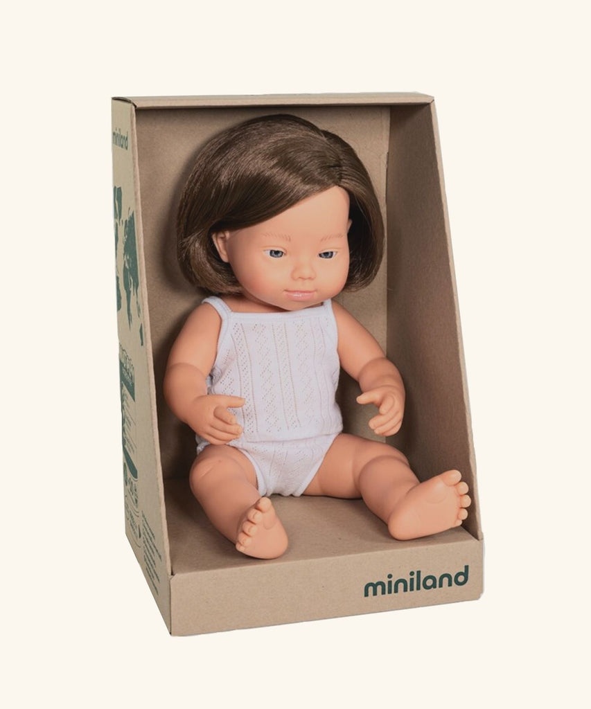 Miniland Anatomically Correct Baby - Caucasian Girl with Down Syndrome 38cm